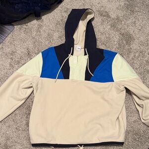 Zara Colorblock Hoodie with Blue and Cream Accents